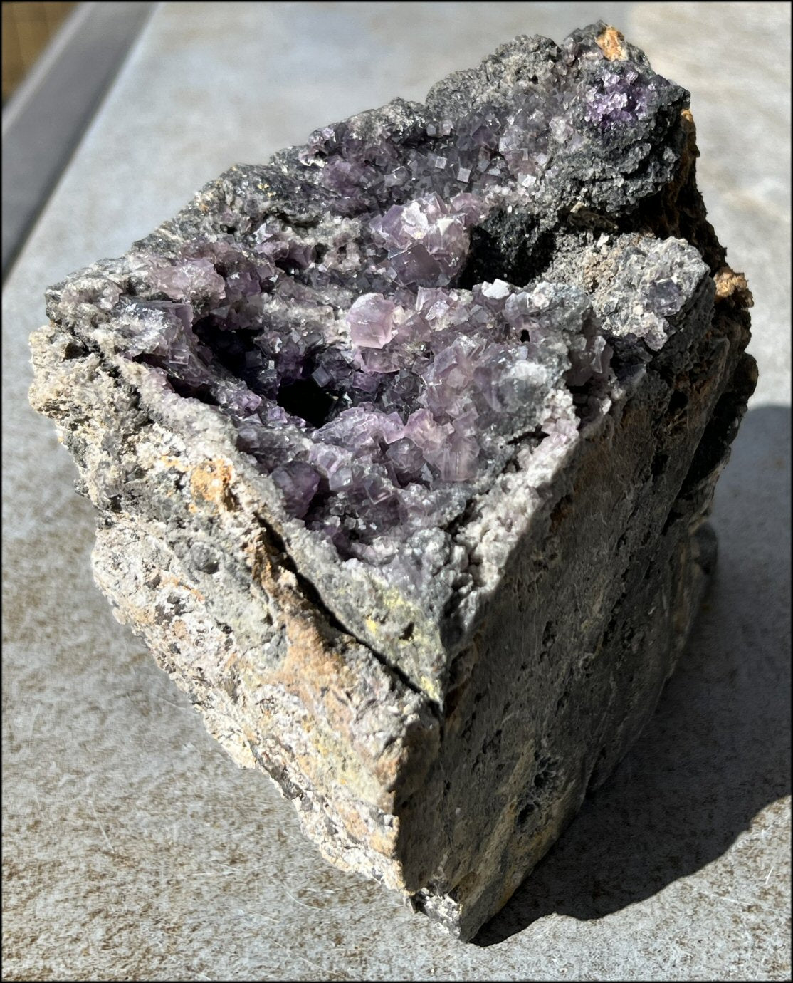 Limestone + Cubic Purple FLUORITE Metamorphosis Crystal Skull with Mesmerizing Vugs - Just over 6lbs