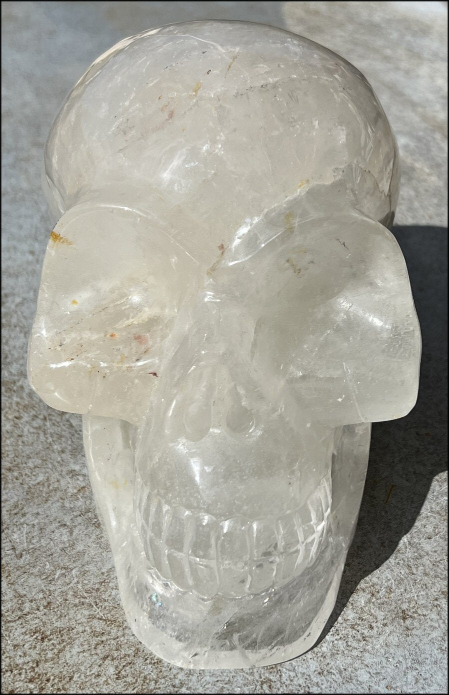 LifeSize Himalayan Quartz Crystal Skull with Multi-Colored Hematite, Golden Healer veils, Shimmery Rainbows - Just under 13lbs