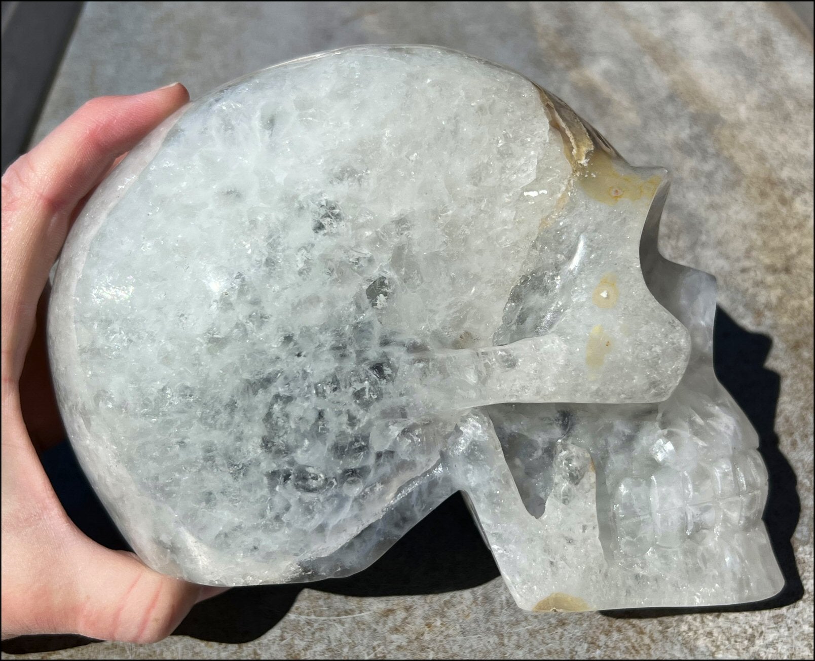 ~Super Sparkly~ LifeSize Agate GEODE Crystal Skull with Shimmery Rainbows, Weird Matrix!