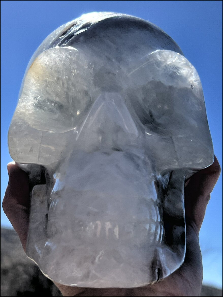 ~Super Sparkly~ LifeSize Agate GEODE Crystal Skull with Shimmery Rainbows, Weird Matrix!