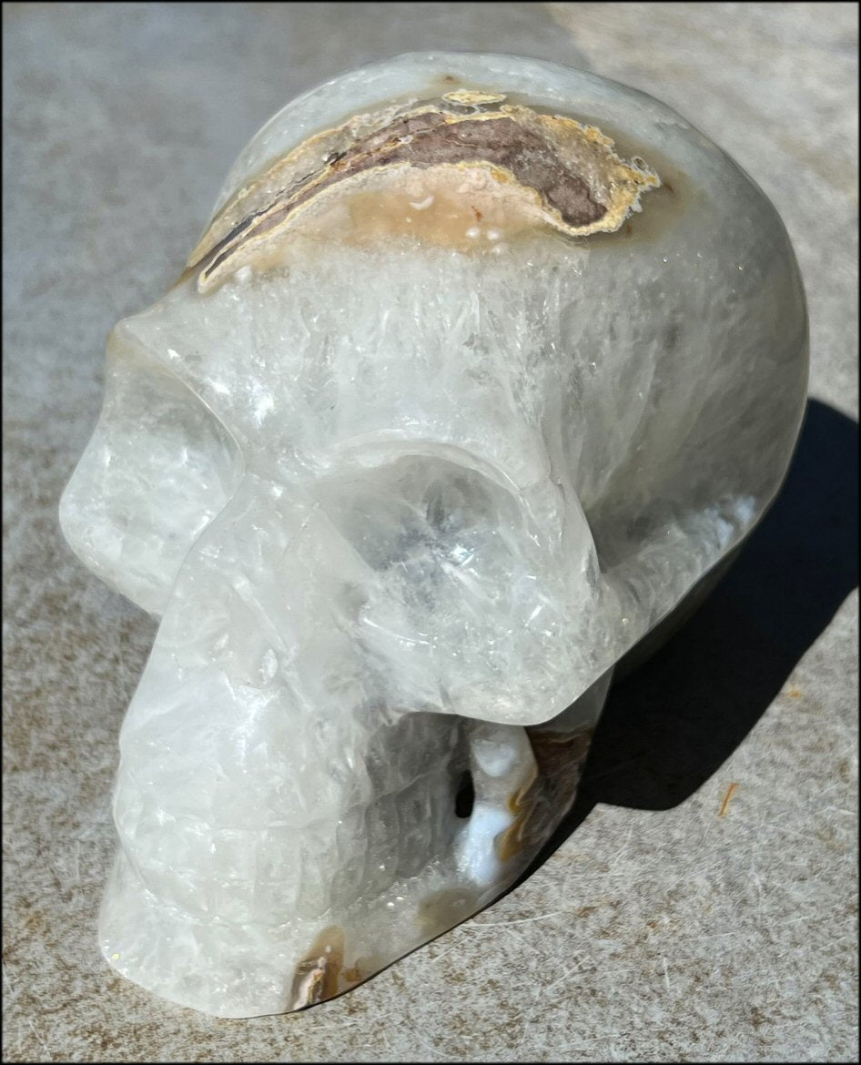~Super Sparkly~ LifeSize Agate GEODE Crystal Skull with Shimmery Rainbows, Weird Matrix!