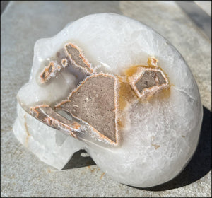 LifeSize Agate GEODE Crystal Skull with Super Cool Druzy Lined Facial VUG!