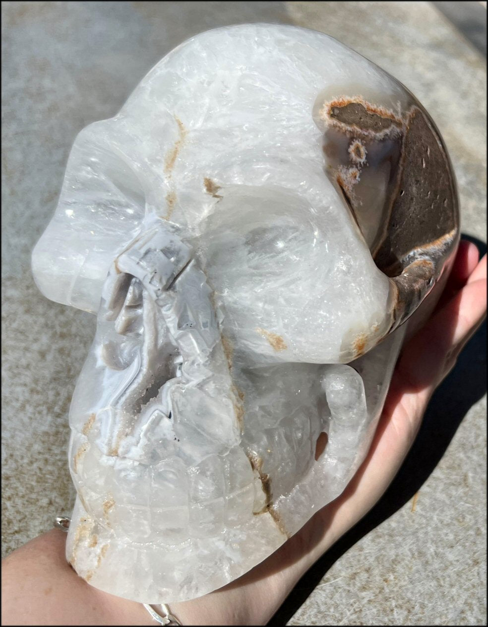 LifeSize Agate GEODE Crystal Skull with Super Cool Druzy Lined Facial VUG!