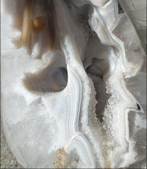 LifeSize Agate GEODE Crystal Skull with Super Cool Druzy Lined Facial VUG!