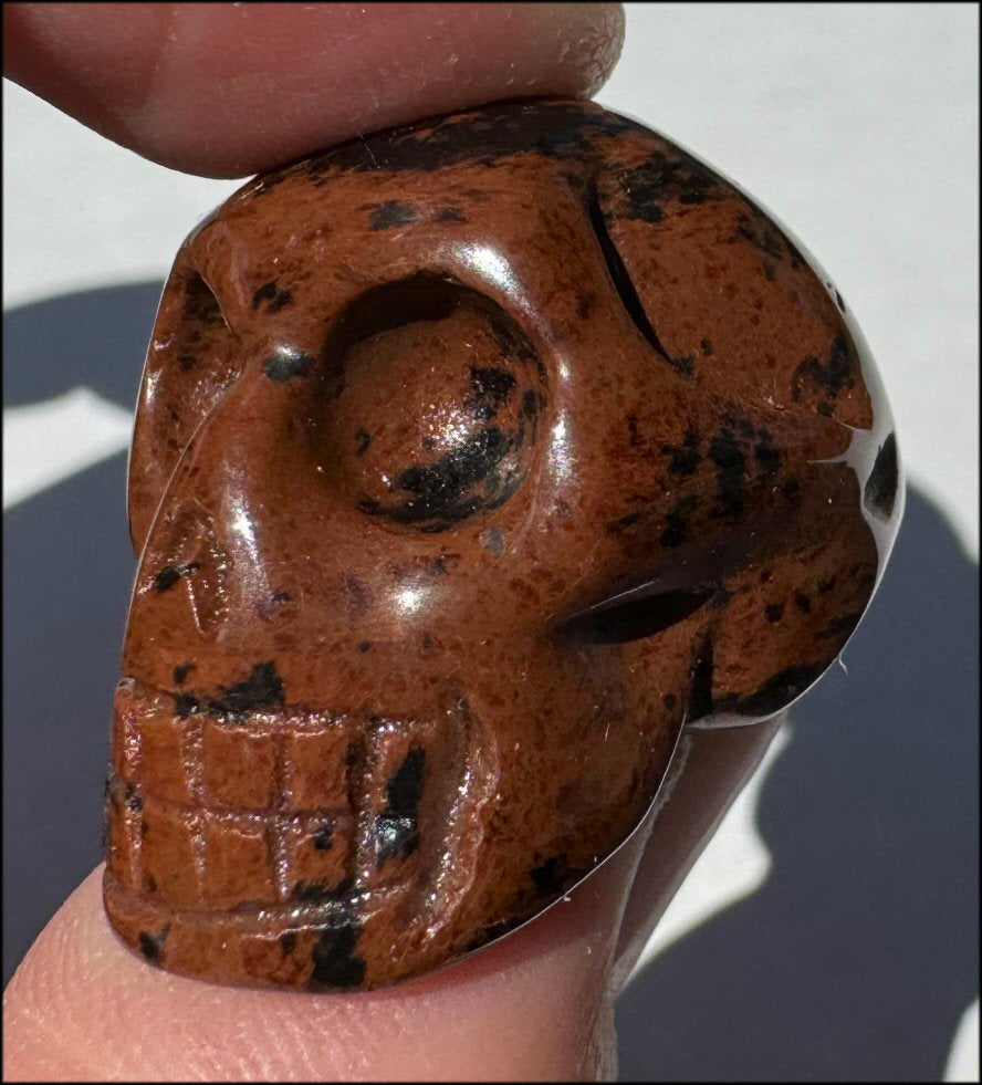 Small Mahogany Obsidian CRYSTAL SKULL - Strength, Courage