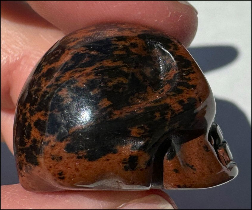 Small Mahogany Obsidian CRYSTAL SKULL - Strength, Courage