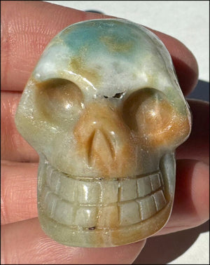 Peruvian BLUE OPAL Crystal Skull with Small VUGS - Creativity, Communication
