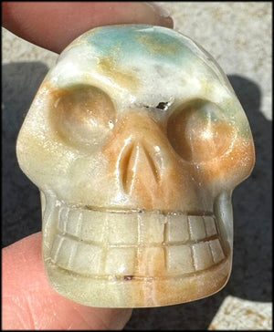 Peruvian BLUE OPAL Crystal Skull with Small VUGS - Creativity, Communication