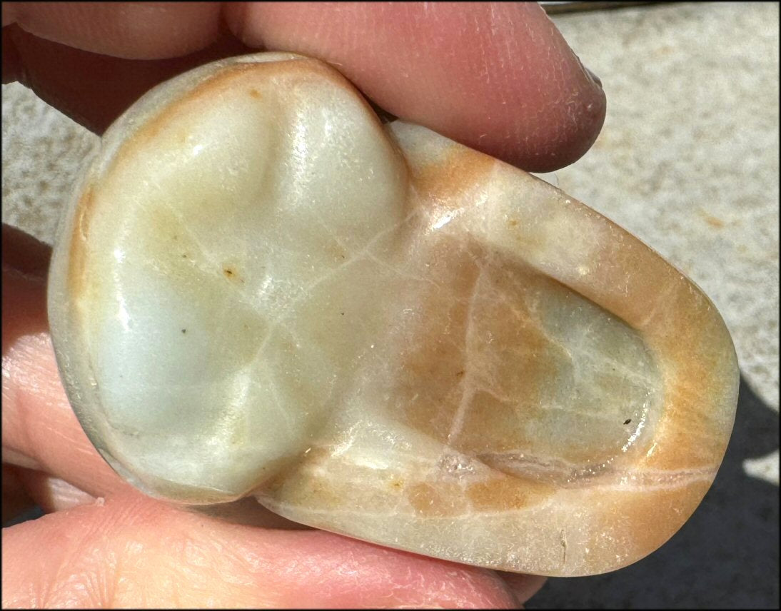 Peruvian BLUE OPAL Crystal Skull with Small VUGS - Creativity, Communication