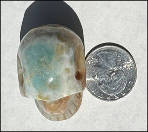 Peruvian BLUE OPAL Crystal Skull with Small VUGS - Creativity, Communication