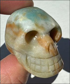 Peruvian BLUE OPAL Crystal Skull with Small VUGS - Creativity, Communication