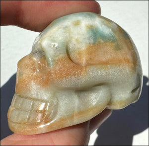 Peruvian BLUE OPAL Crystal Skull with Small VUGS - Creativity, Communication