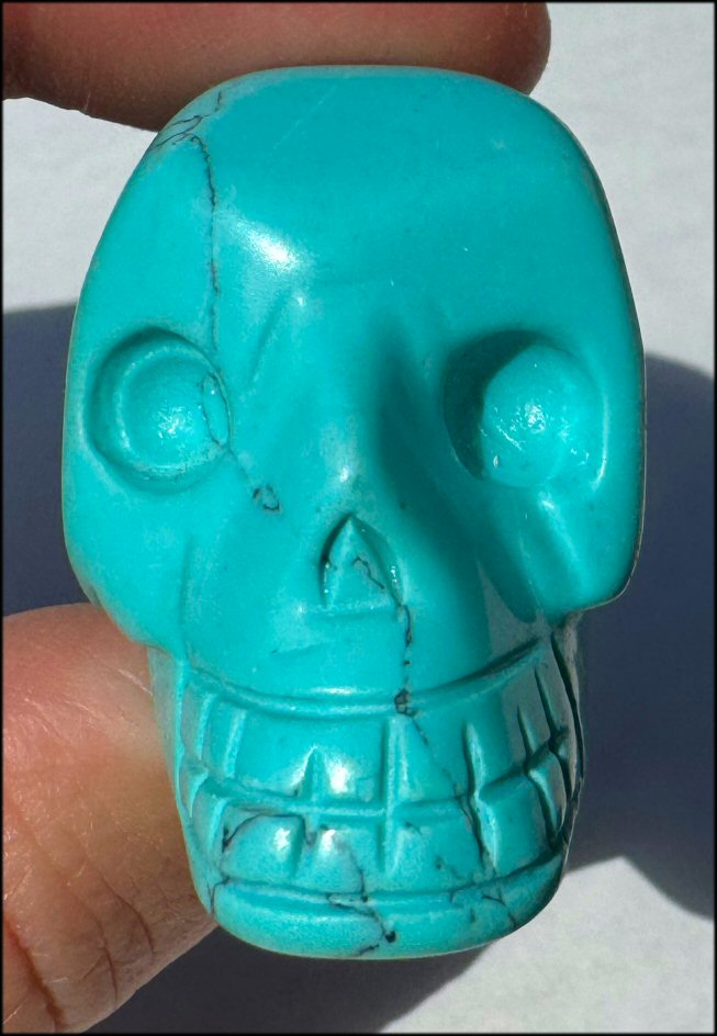 Sky Blue Turquoise HOWLITE Crystal Skull - with Synergy 7+ yrs