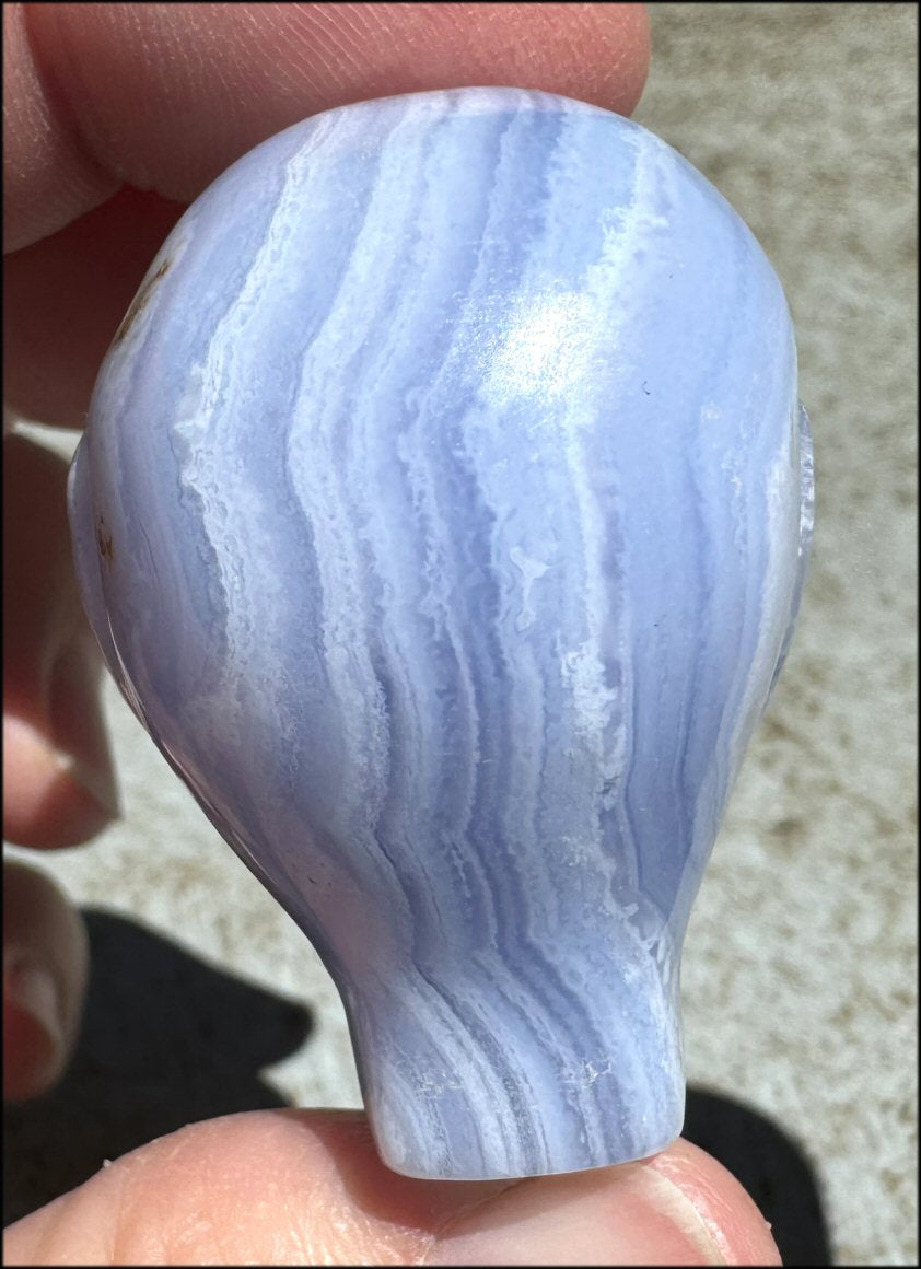 ~NEW~ Blue Lace Agate FAE / Sidhe Crystal Skull - Smooth communication