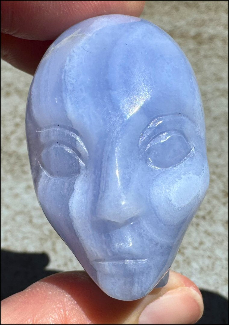 ~NEW~ Blue Lace Agate FAE / Sidhe Crystal Skull - Smooth communication