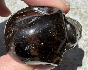 DARK Smoky Quartz Crystal Skull with Hematite inclusions - Dissolve negativity