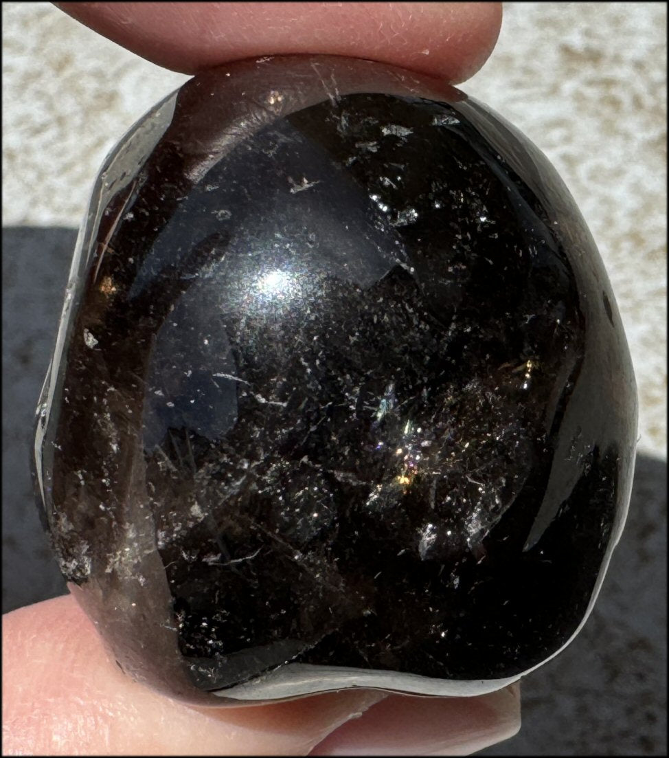 DARK Smoky Quartz Crystal Skull with Hematite inclusions - Dissolve negativity