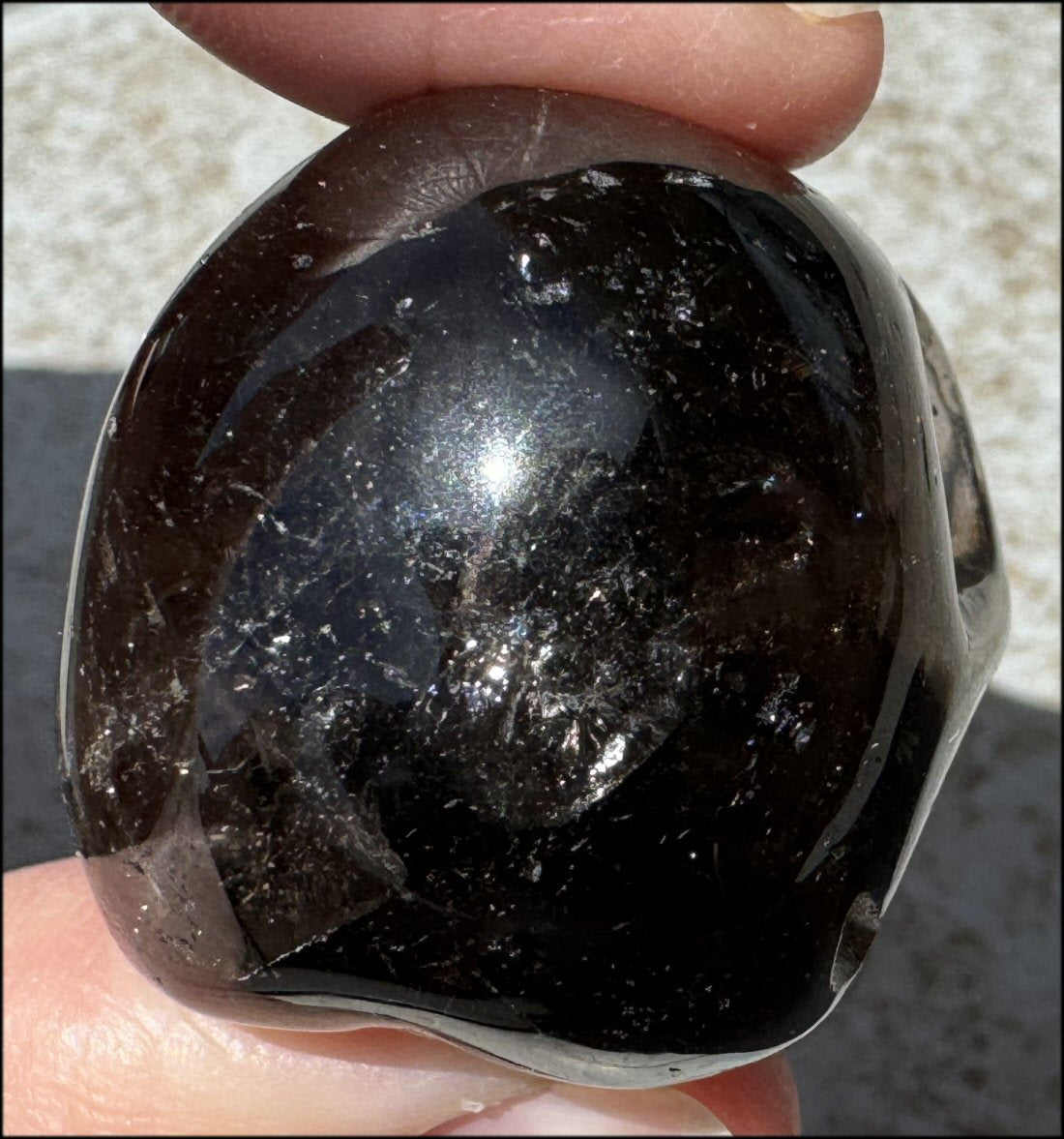 DARK Smoky Quartz Crystal Skull with Hematite inclusions - Dissolve negativity