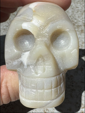 Agate Crystal Skull w/ Cool Lg. VUG - Harmony, Connect with Mother Earth