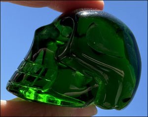 Lg. Emerald Green HELENITE Crystal Skull - Heart Chakra - with Synergy 10+ yrs