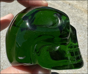 Lg. Emerald Green HELENITE Crystal Skull - Heart Chakra - with Synergy 10+ yrs