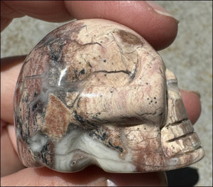 PINK Silver Leaf Jasper Crystal Skull with lots of Agate - Courage, Self-Healing