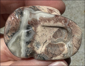 PINK Silver Leaf Jasper Crystal Skull with lots of Agate - Courage, Self-Healing