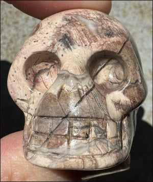 PINK Silver Leaf Jasper Crystal Skull with lots of Agate - Courage, Self-Healing