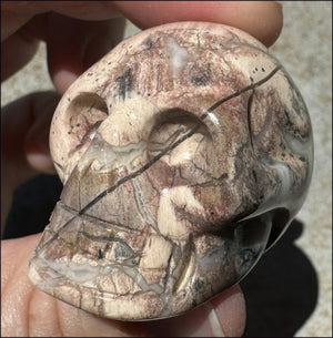 PINK Silver Leaf Jasper Crystal Skull with lots of Agate - Courage, Self-Healing