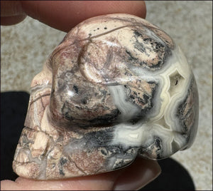 PINK Silver Leaf Jasper Crystal Skull with lots of Agate - Courage, Self-Healing
