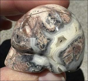 PINK Silver Leaf Jasper Crystal Skull with lots of Agate - Courage, Self-Healing