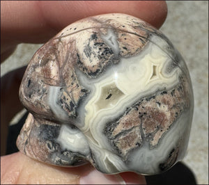 PINK Silver Leaf Jasper Crystal Skull with lots of Agate - Courage, Self-Healing