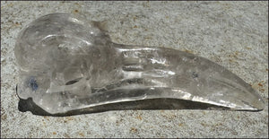 Lg. Light SMOKY QUARTZ Raven Crystal Skull with Shimmery Rainbows