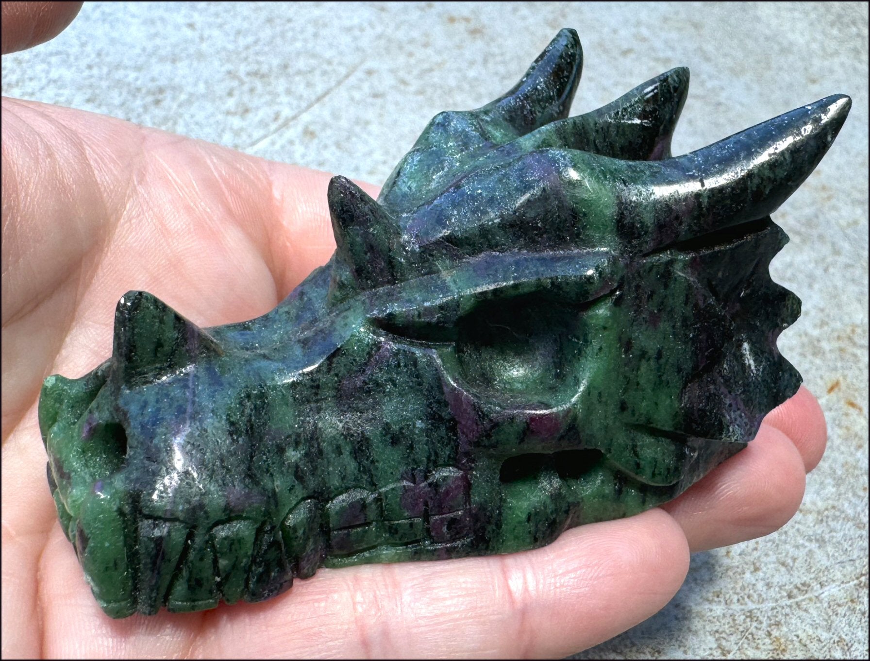 DARK Rubycrosite DRAGON Crystal Skull - Release old fears, Increase vitality