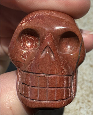 Red Spiral Jasper CRYSTAL SKULL - Focus + Clarity - with Synergy 4+ years