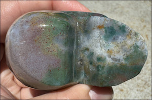 Natural Bloodstone + Moss Agate Mix CRYSTAL SKULL - Calming, Boost Self-Esteem