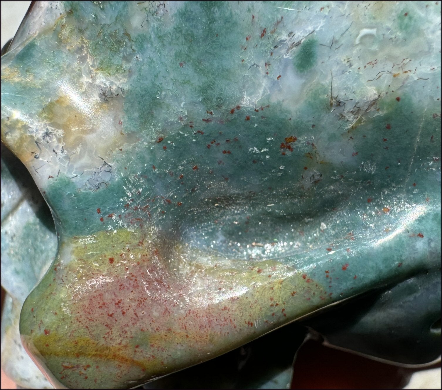 Natural Bloodstone + Moss Agate Mix CRYSTAL SKULL - Calming, Boost Self-Esteem