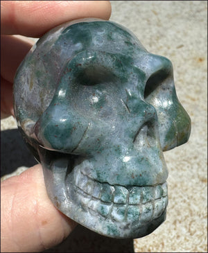 Natural Bloodstone + Moss Agate Mix CRYSTAL SKULL - Calming, Boost Self-Esteem