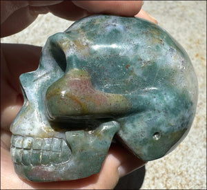 Natural Bloodstone + Moss Agate Mix CRYSTAL SKULL - Calming, Boost Self-Esteem