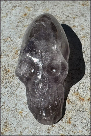Amethyst ANUNNAKI STYLE Crystal Skull with Smoky Phantoms