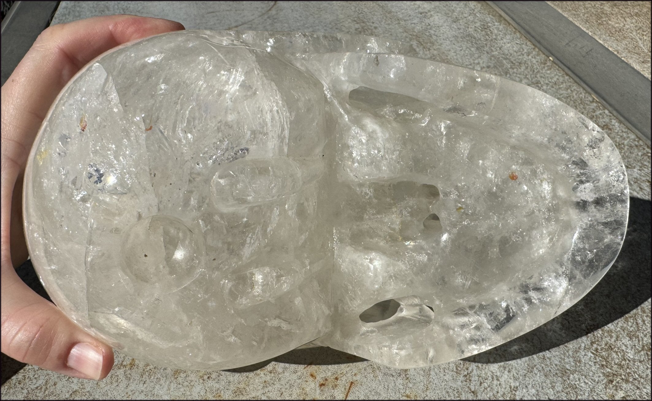 LifeSize Himalayan Quartz Crystal Skull with Multi-Colored Hematite, Fantastic Shimmery Rainbows! - Just over 8lbs