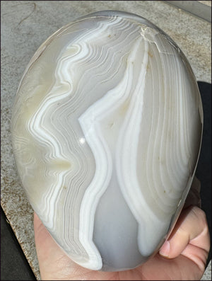 LifeSize Madagascar AGATE Crystal Skull with Fantastic Banding, Bi-Colored Dendritic inclusions