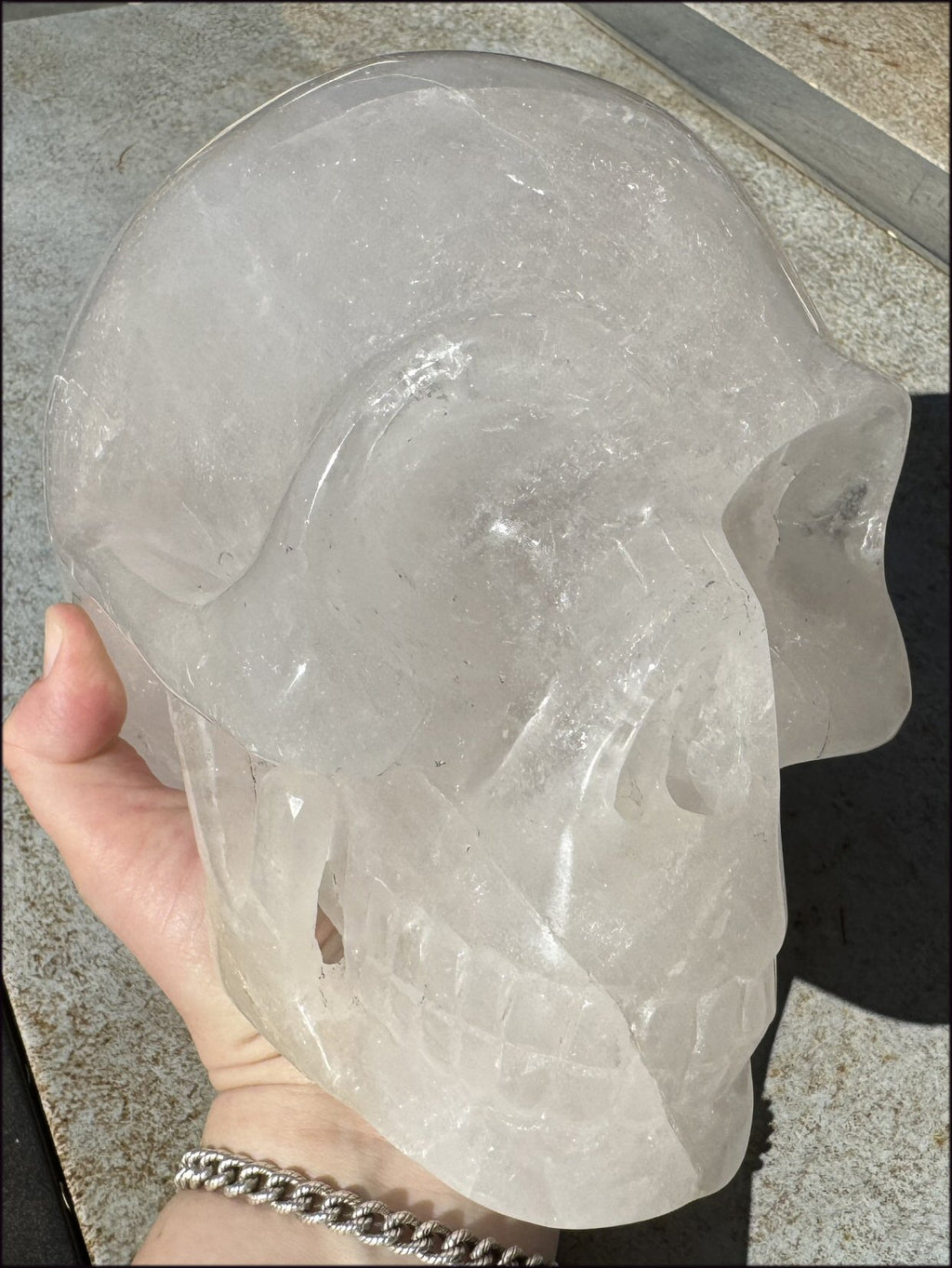 LifeSize Himalayan Quartz Crystal Skull with Chlorite, Hematite!