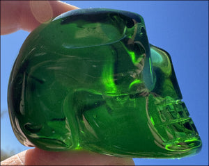 Emerald Green HELENITE Crystal Skull with Monatomic inclusion