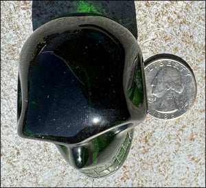 Emerald Green HELENITE Crystal Skull with Monatomic inclusion