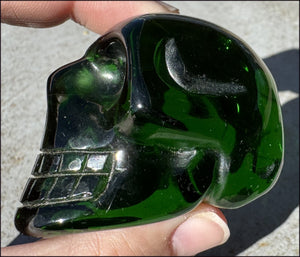 Emerald Green HELENITE Crystal Skull with Monatomic inclusion