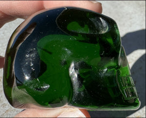 Emerald Green HELENITE Crystal Skull with Monatomic inclusion