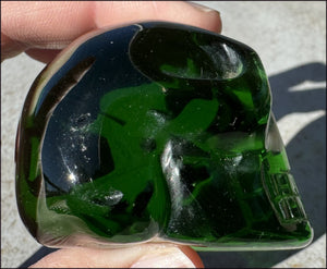 Emerald Green HELENITE Crystal Skull with Monatomic inclusion