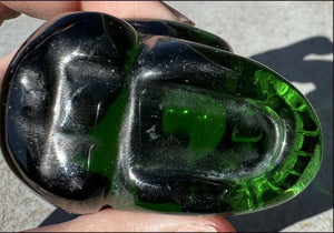 Emerald Green HELENITE Crystal Skull with Monatomic inclusion
