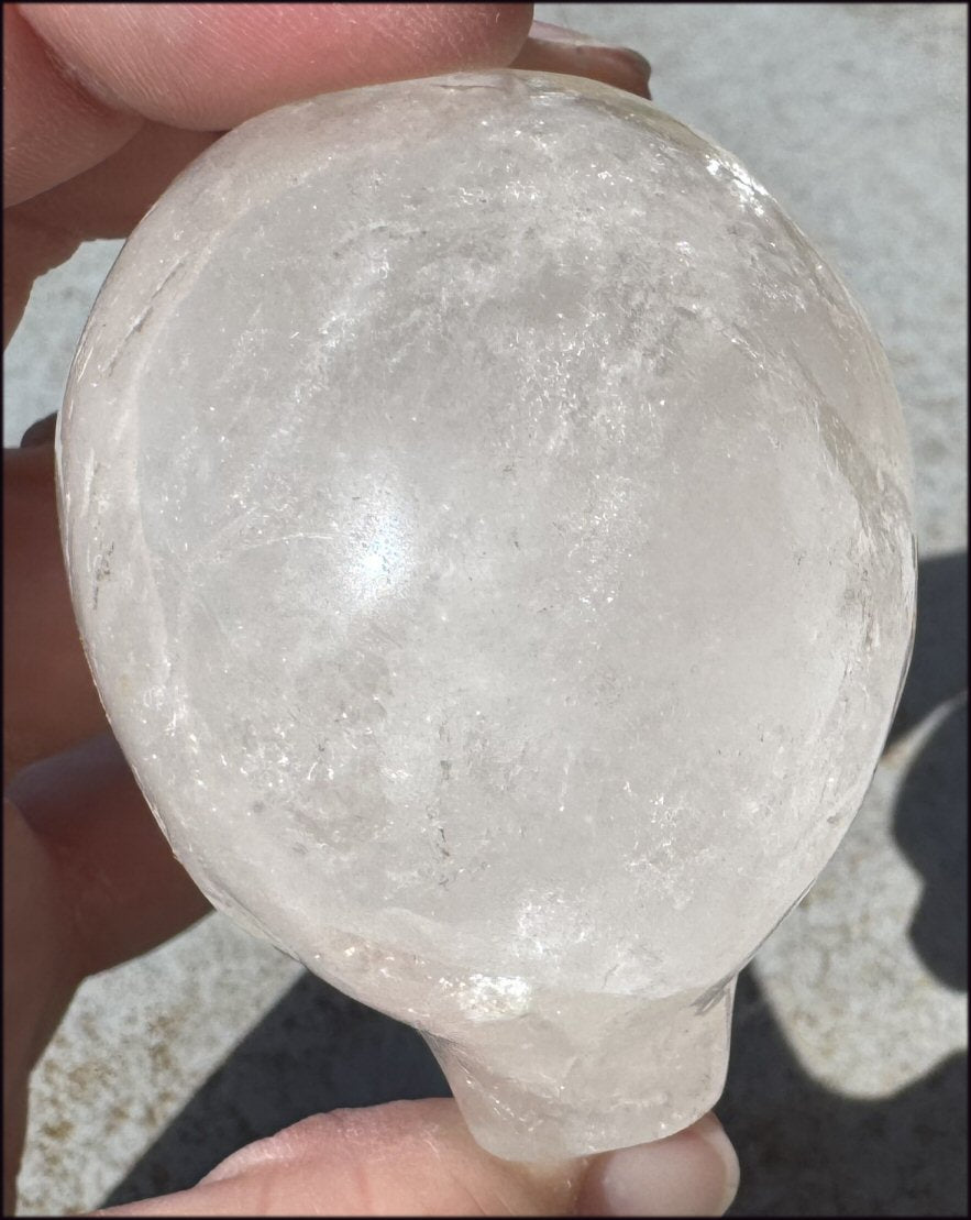 Lg. Himalayan Quartz STAR BEING Crystal Skull with Hematite, Chlorite, Rainbows